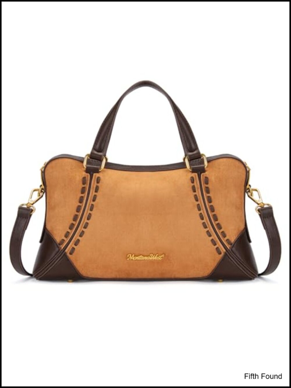 Faux Suede Satchel Crossbody Bag Whipstitch Top Handle Handbag